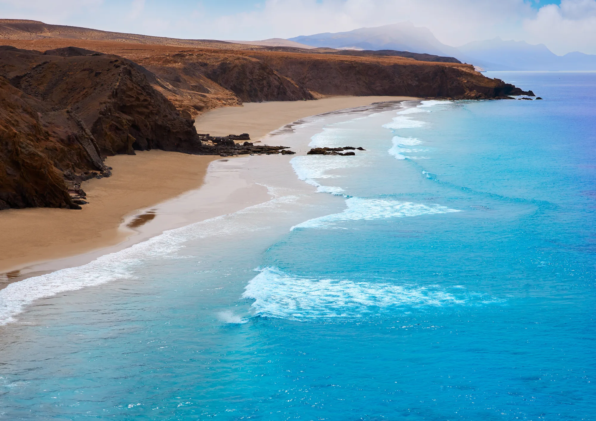 Vista aérea de la costa de El Cotillo en Fuerteventura